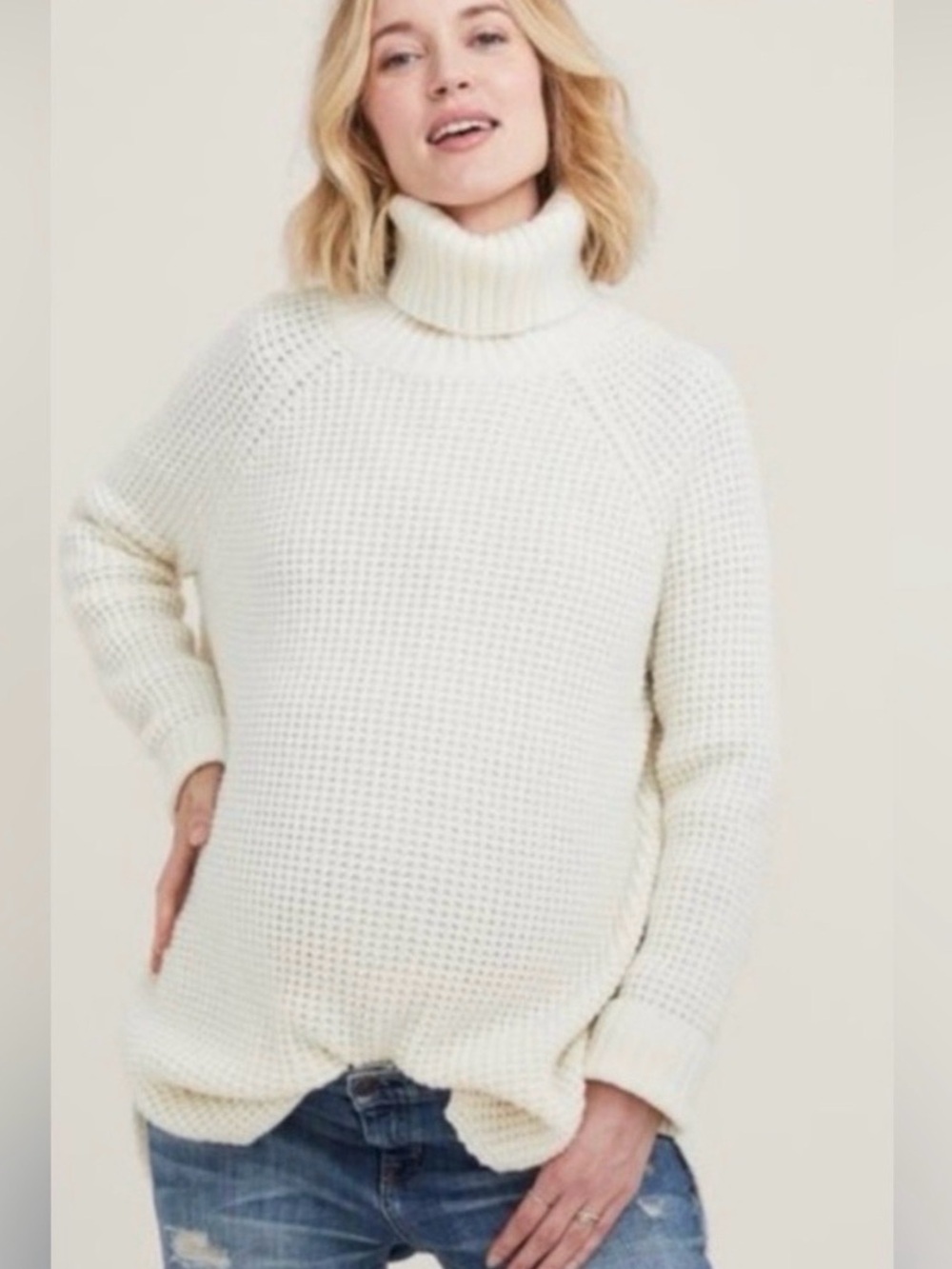 Hatch Waffle Chunky Knit Turtleneck Sweater